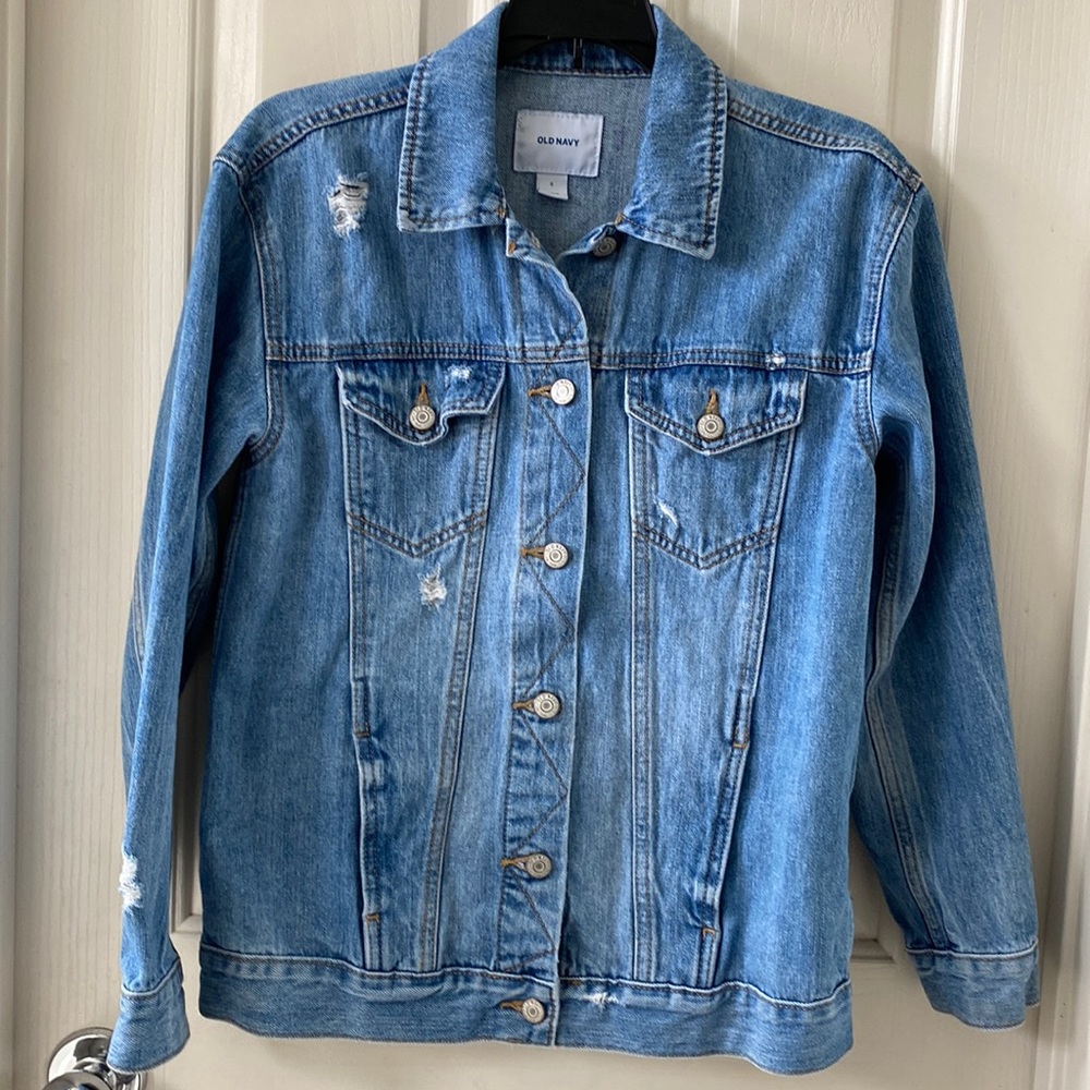 Old Navy Denim Distressed Classic Jean Jacket